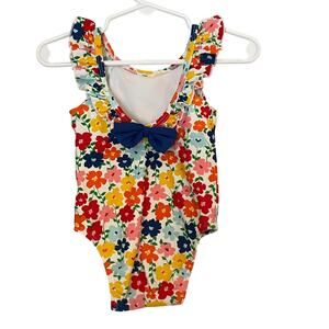 Hanna Andersson Baby Girls Floral One Piece Bow Swimsuit Size 3-6 Months